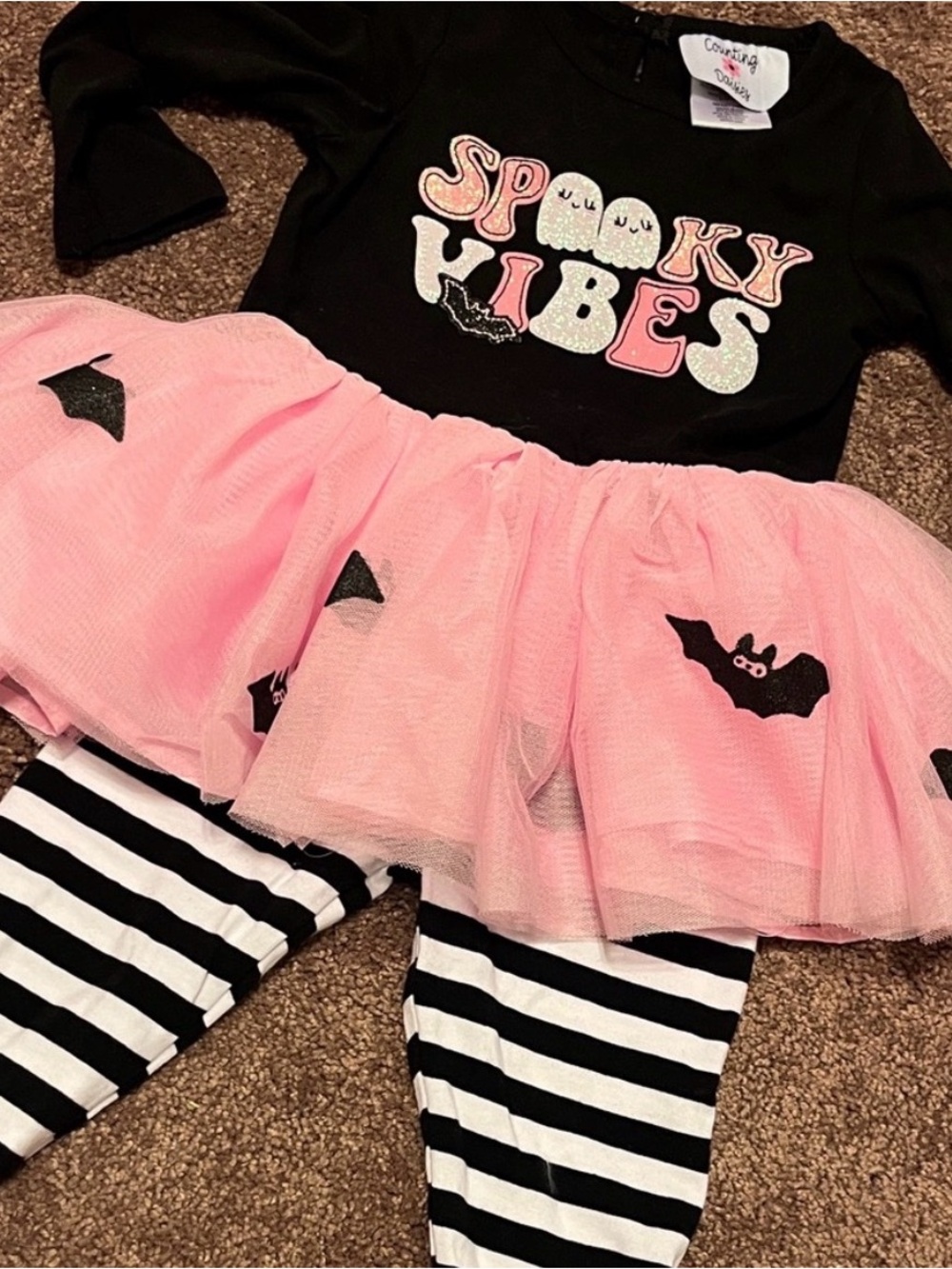 Spooky Vibes Pink Tulle Halloween Costume Set for Kids